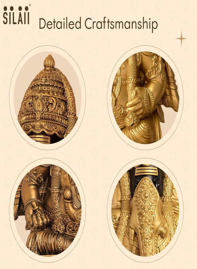 SILAII Pillayarpatti Karpaga Vinayagar Idol - Sacred Wish-Granting Ganesha Murti Showpiece & Statue for Home Decor, Pooja Room, House Warming Gifts (Gold, 6 INCHES) - Image 3